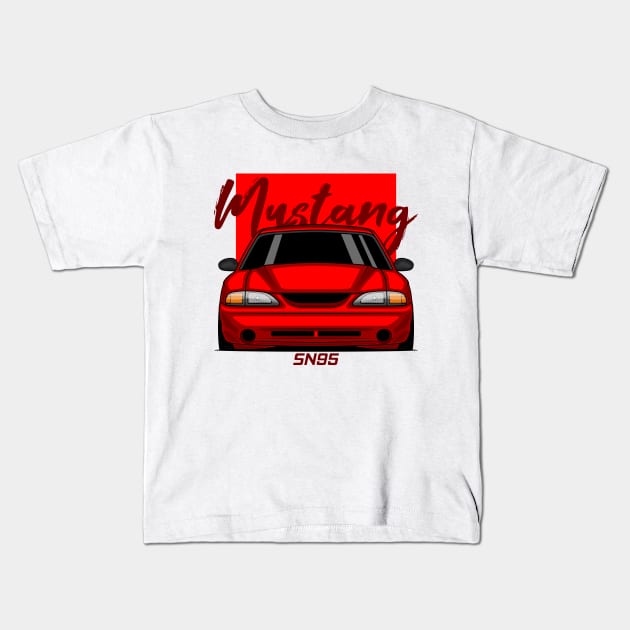 Front Red MK4 Stang Muscle Kids T-Shirt by GoldenTuners